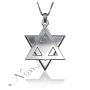 Star of David Necklace in 3D in 14k White Gold - 1