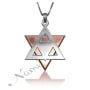 Star of David Necklace in 3D (Two-Tone 14k Rose and White Gold) - 1
