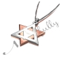 Star of David Necklace in 3D (Two-Tone 10k Rose and White Gold) - 2