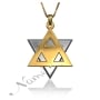Star of David Pendant in 3D (Two-Tone 14k White and Yellow Gold) - 1