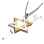Star of David Pendant in 3D (Two-Tone 10k Yellow and White Gold) - 2