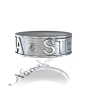 Custom Ring With Two Names in Capital Letters - "Elena and Stephen" in 10k White Gold - 2