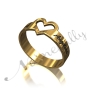 Personalized Ring with Two Names in Script with Cut Out Heart - "Brad and Angelina" in 14k Yellow Gold - 1