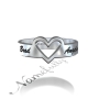 Personalized Ring with Two Names in Script with Cut Out Heart - "Brad and Angelina" in Sterling Silver - 2