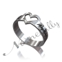 Personalized Ring with Two Names in Script with Cut Out Heart - "Brad and Angelina" in 10k White Gold - 1