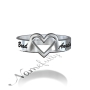 Personalized Ring with Two Names in Script with Cut Out Heart - "Brad and Angelina" in 10k White Gold - 2