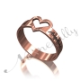 Personalized Ring with Two Names in Script with Cut Out Heart - "Brad and Angelina" in 10k Rose Gold - 1