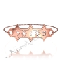 Hebrew Bracelet with Three Stars of David and "Mazel" in 10k Rose Gold - 1