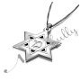Customized Initial Necklace with Star of David in 14k White Gold - 2