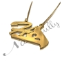 Personalized Sparkling Pendant in Arabic and English with Two Initials - "Ha" in 18k Yellow Gold Plated - 2