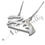 Personalized Sparkling Pendant in Arabic and English with Two Initials - "Ha" in 14k White Gold - 2