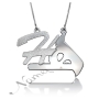 Personalized Sparkling Pendant in Arabic and English with Two Initials - "Ha" in 10k White Gold - 1