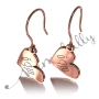Personalized Arabic Earrings with Dangling Hearts - "Marwa" in Rose Gold Plated - 2