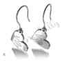 Personalized Arabic Earrings with Dangling Hearts "Marwa" in Sterling Silver - 2