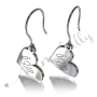 Personalized Arabic Earrings with Dangling Hearts - "Marwa" in 10k White Gold - 2