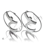 Customized Hoop Earrings with Arabic Initial - "Khaa" in 14k White Gold - 2