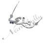 Arabic Name Necklace with Swarovski Birthstones in Sterling Silver - "Ramzi" - 2