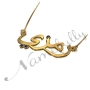 Arabic Name Necklace with Swarovski Birthstones in 18k Yellow Gold Plated Silver - "Ramzi" - 2