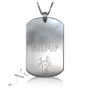 Zodiac Dog Tag with Custom Engraved Arabic Text in Sterling Silver - 1
