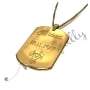 Zodiac Dog Tag with Custom Engraved Arabic Text in 14k Yellow Gold - 2