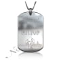 Zodiac Dog Tag with Custom Engraved Arabic Text in 14k White Gold - 1