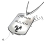 Zodiac Dog Tag with Arabic Custom Engraved Black Text in Sterling Silver - 2