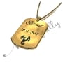 Zodiac Dog Tag with Arabic Custom Engraved Black Text in 14k Yellow Gold - 2