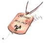 Zodiac Dog Tag with Arabic Custom Engraved Black Text in 10k Rose Gold - 2