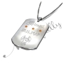 Zodiac Dog Tag with Birthstones and Custom Engraved Arabic Text in Sterling Silver - 2