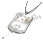 Zodiac Dog Tag with Birthstones and Custom Engraved Arabic Text in 14k White Gold - 2