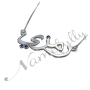 Arabic Name Necklace with Swarovski Birthstones in 10k White Gold - "Ramzi" - 2