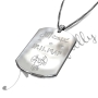 Zodiac Dog Tag with Diamonds and Custom Engraved Arabic Text in 14k White Gold - 2