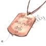 Zodiac Dog Tag with Diamonds and Custom Engraved Arabic Text in 10k Rose Gold - 2