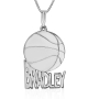 Basketball Name Necklace, Classic in Sterling Silver - 1