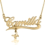 14K Gold Butterfly Name Necklace, with Charm - 1