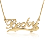 Allegro Classic Name Necklace with Swoosh, 24k Gold Plated - 1
