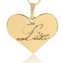 Luxe Engraved Heart Name Necklace, 24k Gold Plated - 1