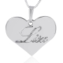 Engraved Heart Pendant, Luxe, Sterling Silver - 1