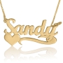 Sandy Script with Heart Name Necklace, 24k Gold Plated - 1