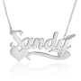 14K White Gold Heart Name Necklace, Sandy Script - 1
