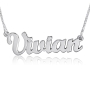 14K White Gold Name Necklace, Vivian Script Classic - 1