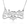 Heart Name Necklace, Michelle Print, Sterling Silver - 1