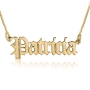 Old English Gothic Name Necklace, 24k Gold Plated - 1