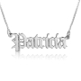 14K White Gold Name Necklace, Old English Gothic Name Plate - 1