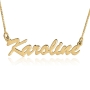 14K Gold Name Necklace, Karoline Brush Script - 1