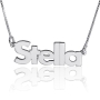 Blocky Print Name Necklace, Sterling Silver - 1