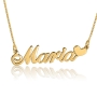 Heart Name Necklace, Allegro, 24k Gold Plated - 1