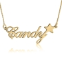 14K Gold Name Necklace, Calligraphy Script with Star - 1
