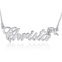 14K White Gold Name Necklace, Cupid's Love Name Plate - 1