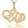 Couple Initials Heart Necklace, Luxe Style, 24k Gold Plated - 1